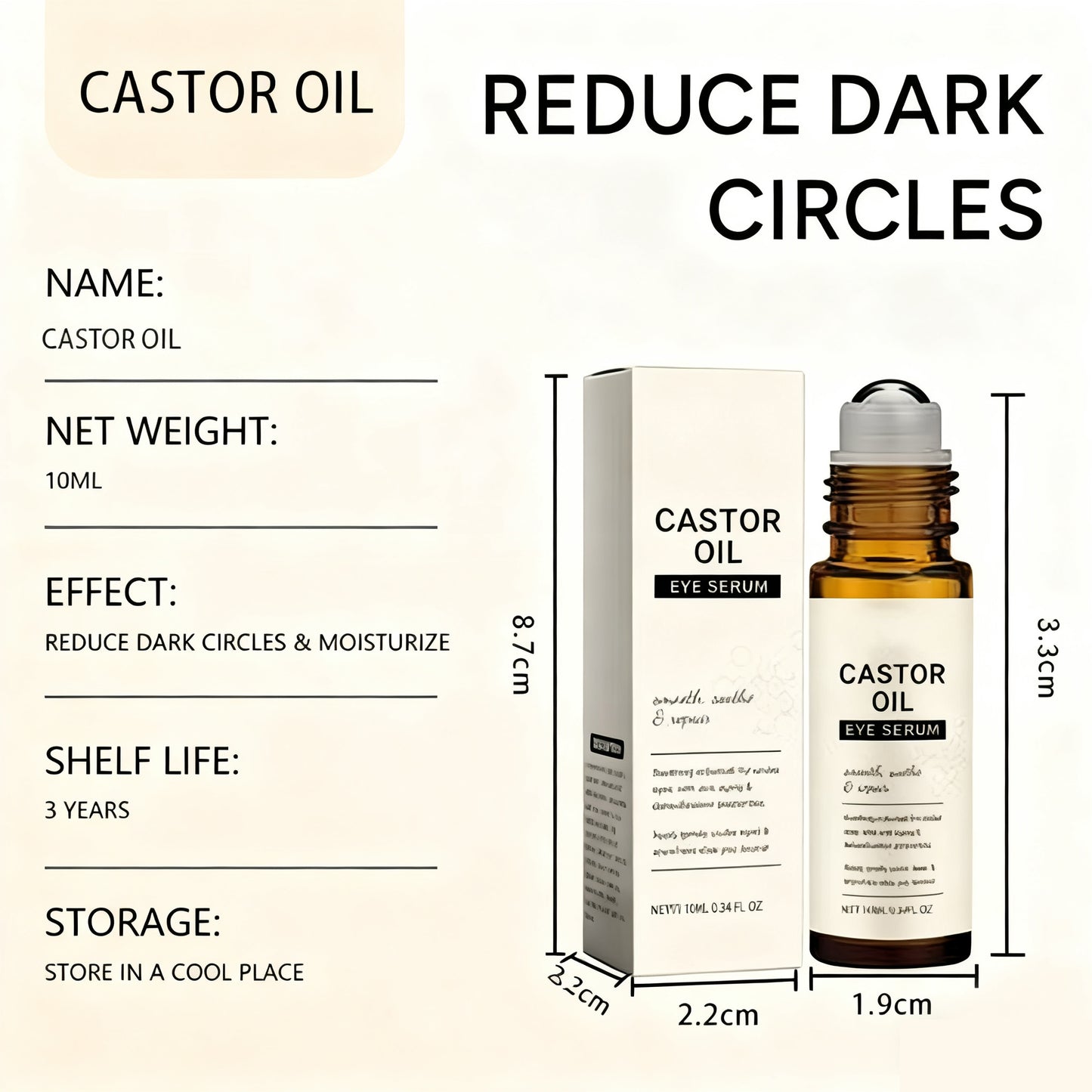 Castor Oil ball Eye Serum – Fade Wrinkles & Banish Bags Naturally