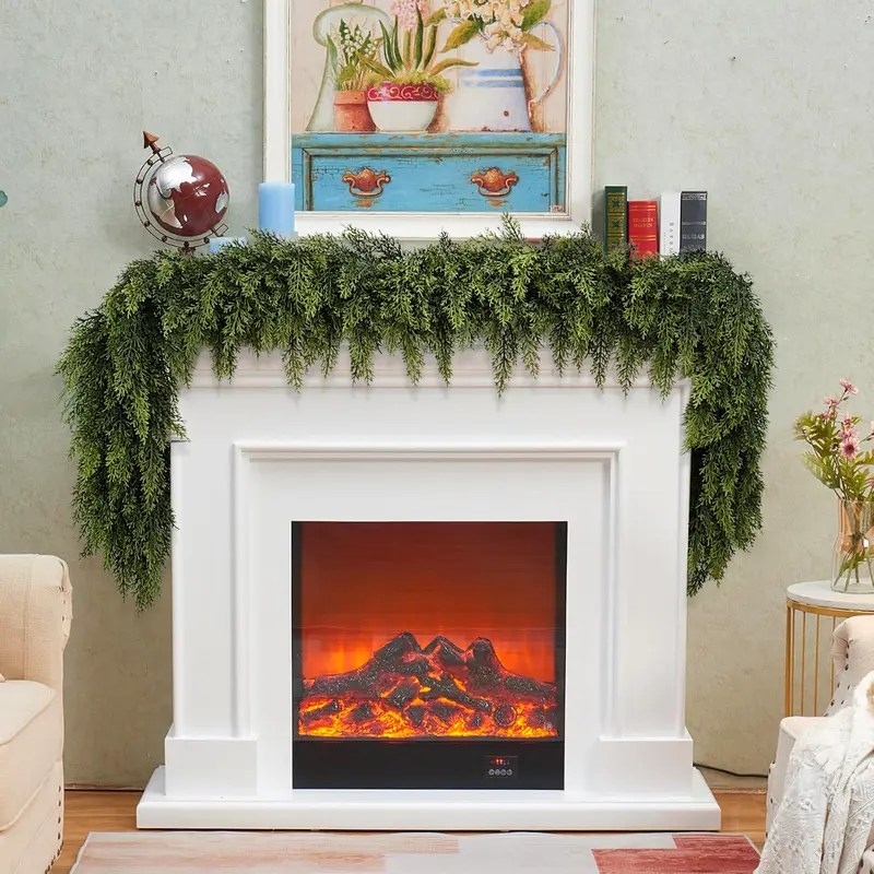 🎅🎄 Artificial Cedar Garland🌿Green Pine Garland for Table, Mantel, Wall – Perfect for Indoor & Outdoor Christmas Decorations